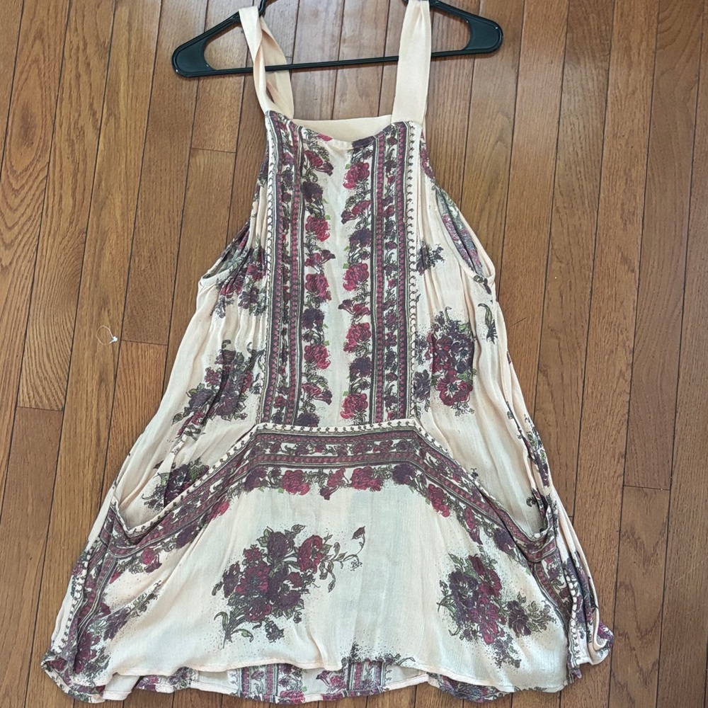 Free People Cream and Burgundy Floral Tunic